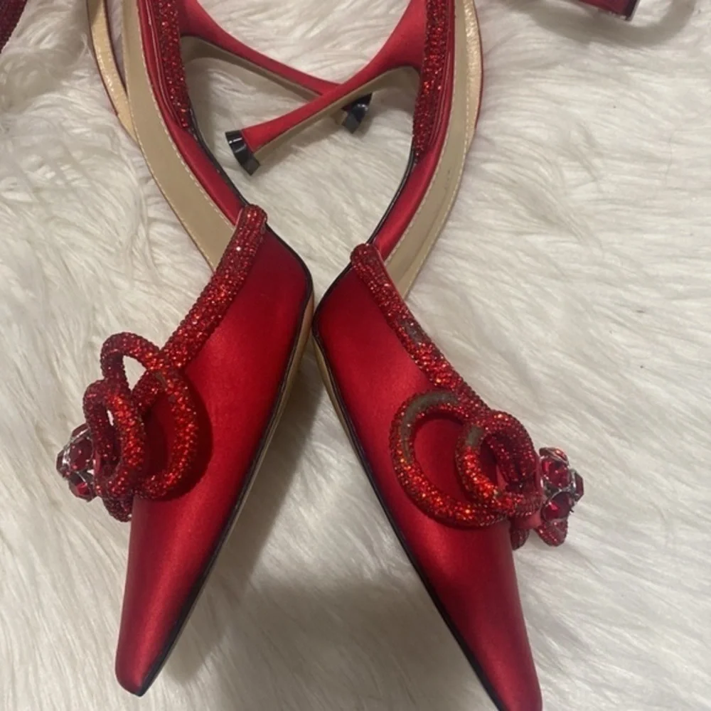 Mach & Mach Crystal Double Bow pointed toe pump size‎ 37.5EU